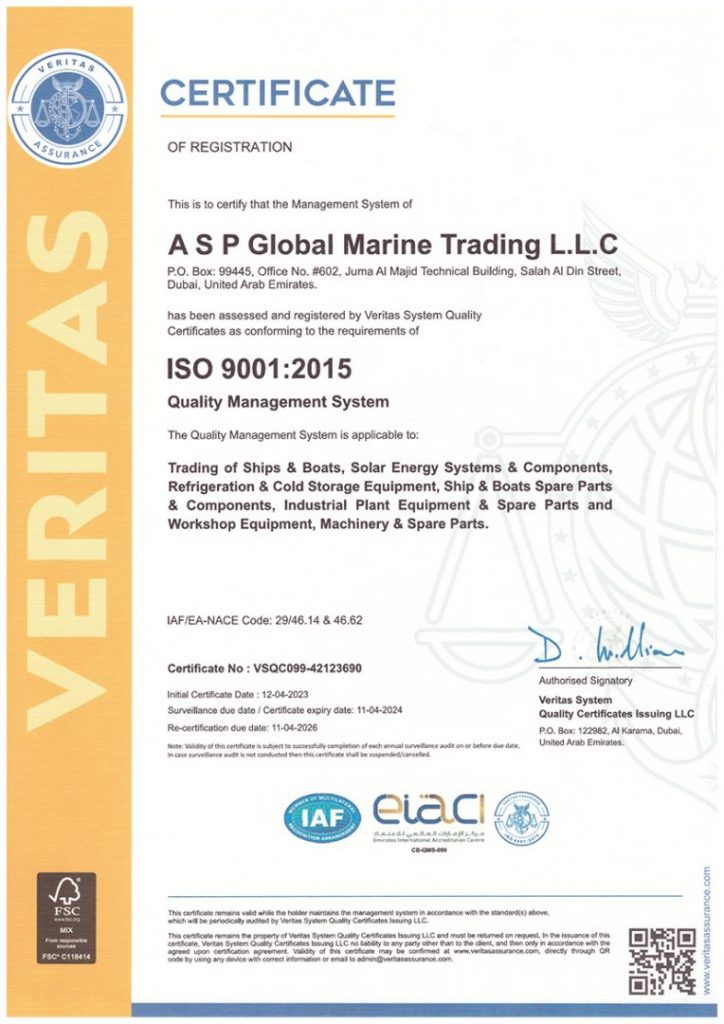 CERTIFICATION ASP Global LLC
